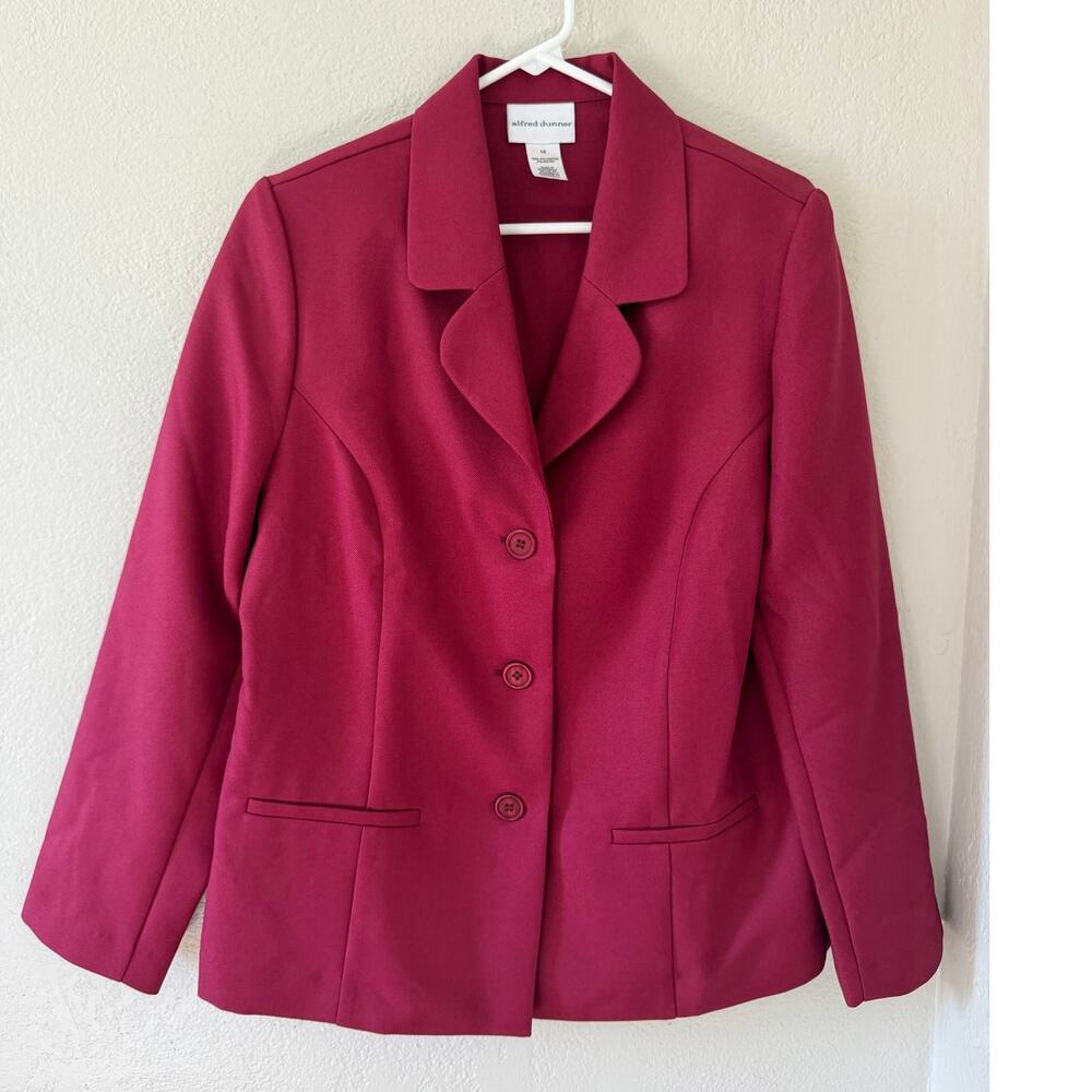 Women's Alfred Dunner Vintage Burgundy Fall Polyester Blazer Jacket Size 10
